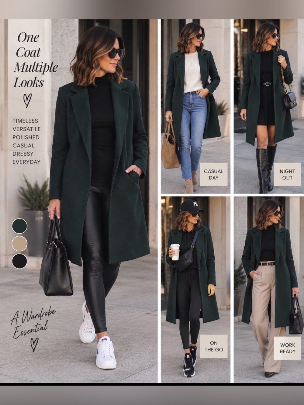 Truth Green Trench Coat with Classic Lapel and Tailored Fit